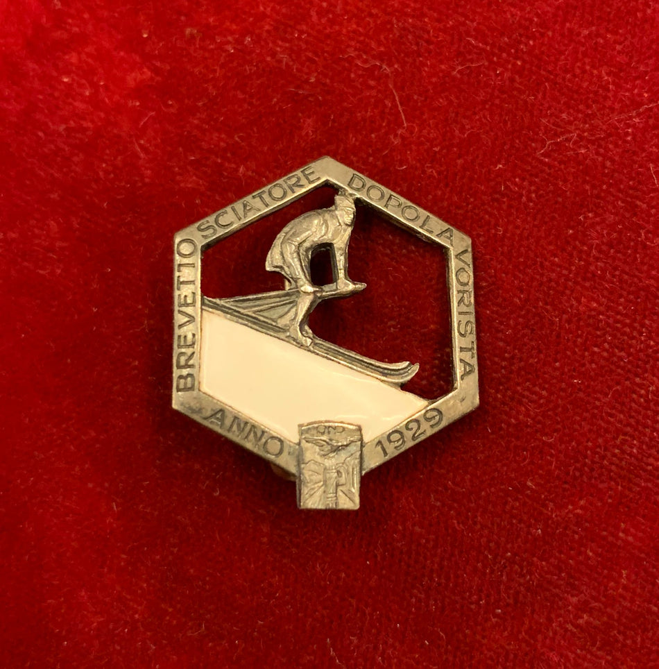 Regno d'Italia - Distintivo  "Brevetto Sciatore Dopolavorista - Anno 1929"