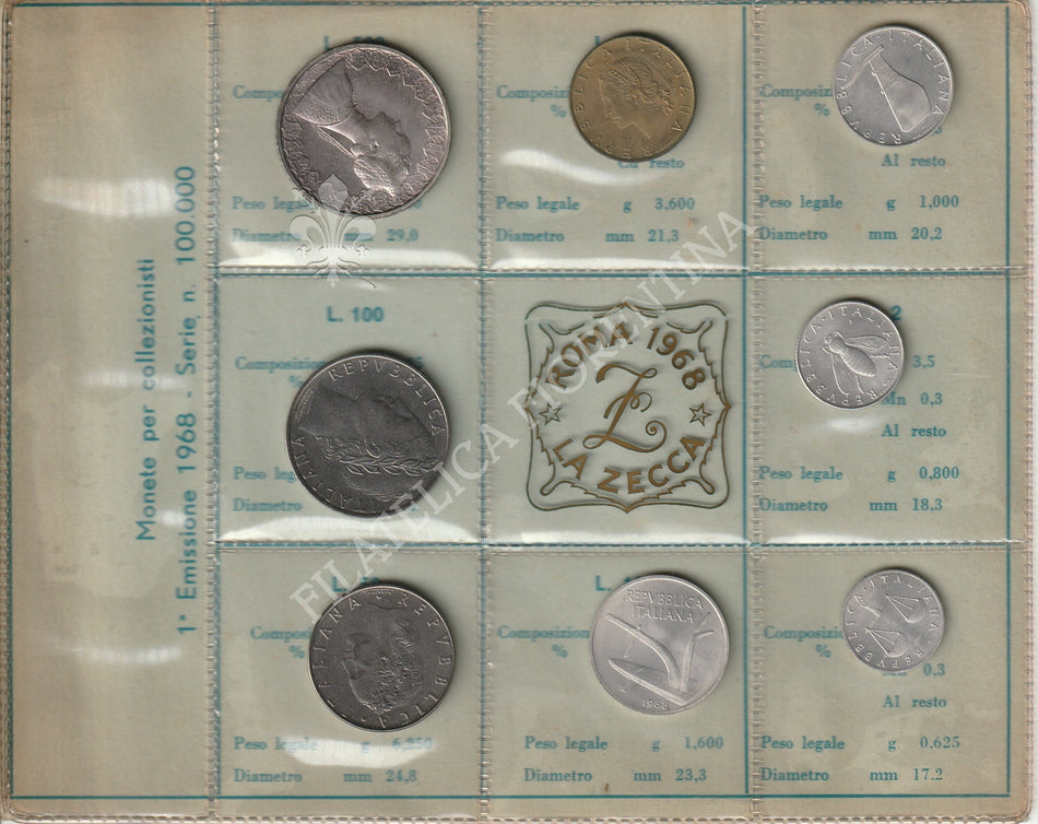 1968 - Divisionale 1° Emissione - Confezione Zecca Italia - Tiratura 100.000