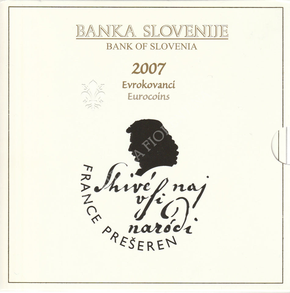 Divisionale Euro Slovenia - France Preseren - Anno 2007 (Tiratura 100.000)