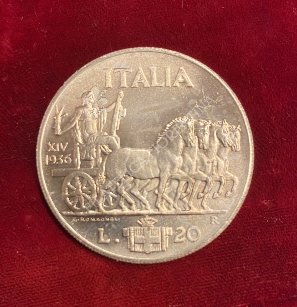 Riproduzione Moneta Regno d'Italia - 20 Lire Impero V.E. III 1936 A. XIV
