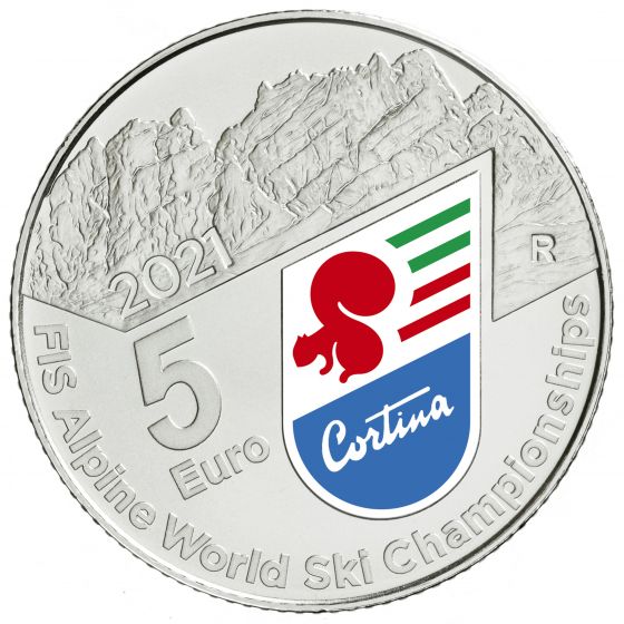 Italia 2021 - 5 Euro Argento 925/°°° "Campionati Mondiali Sci Alpino 2021"