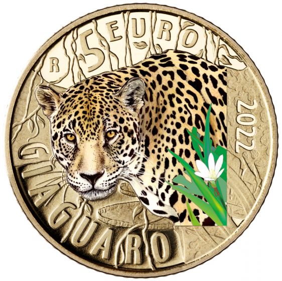 Italia 2022 - 5 Euro Serie Mondo Sostenibile - Animali in via di estinzione – "Giaguaro"