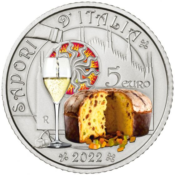 Italia 2022 - 5 Euro Serie “Cultura Enogastronomica Italiana” - "Lombardia - Franciacorta e Panettone"