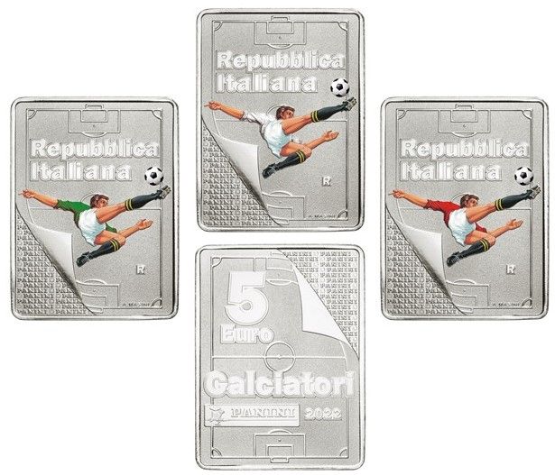 Italia 2022 - 5 Euro Argento 925/°°° Serie Eccellenze Italiane "FIGURINE PANINI" TRITTICO