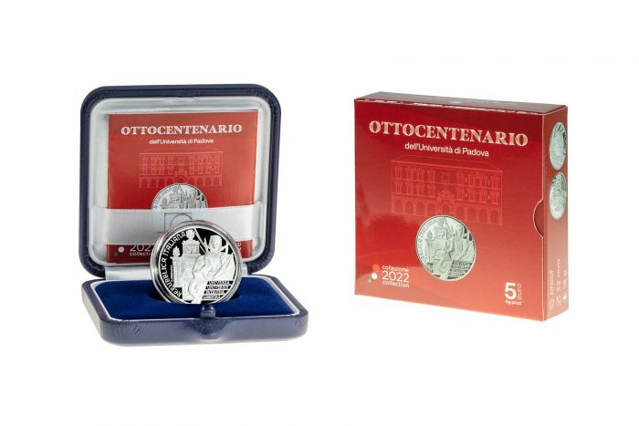 Italia 2022 - 5 Euro Argento 925/°°° "Ottocentenario dell’Università di Padova"