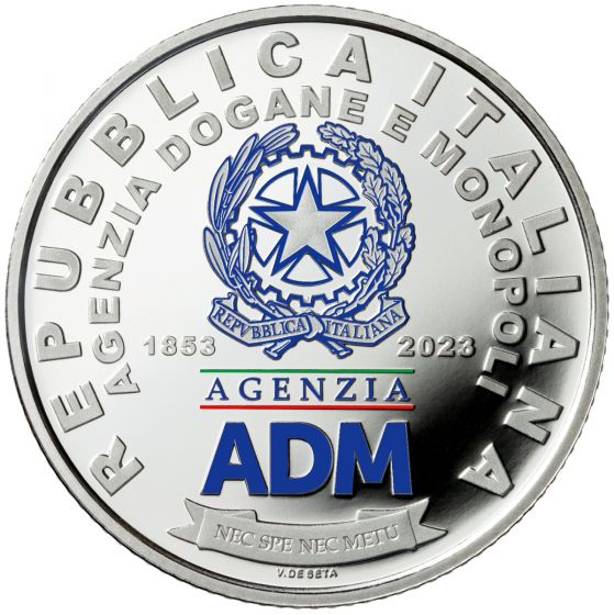 Italia 2023 - 5 Euro Argento 925/°°° "170° Anniversario dell’istituzione dell’Agenzia delle Dogane e dei Monopoli"