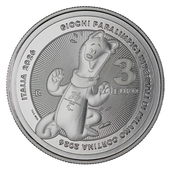 Italia 2024 - 3 Euro Argento 999/°°° "Giochi Paralimpici Invernali di Milano Cortina 2026" OLIMPIADI 2026