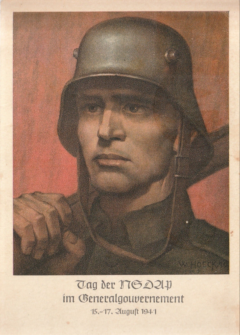 Cartolina propaganda Tedesca "Tag der NSDAP im Generalgouvernement 15 - 17 August 1941" con timbro commemorativo