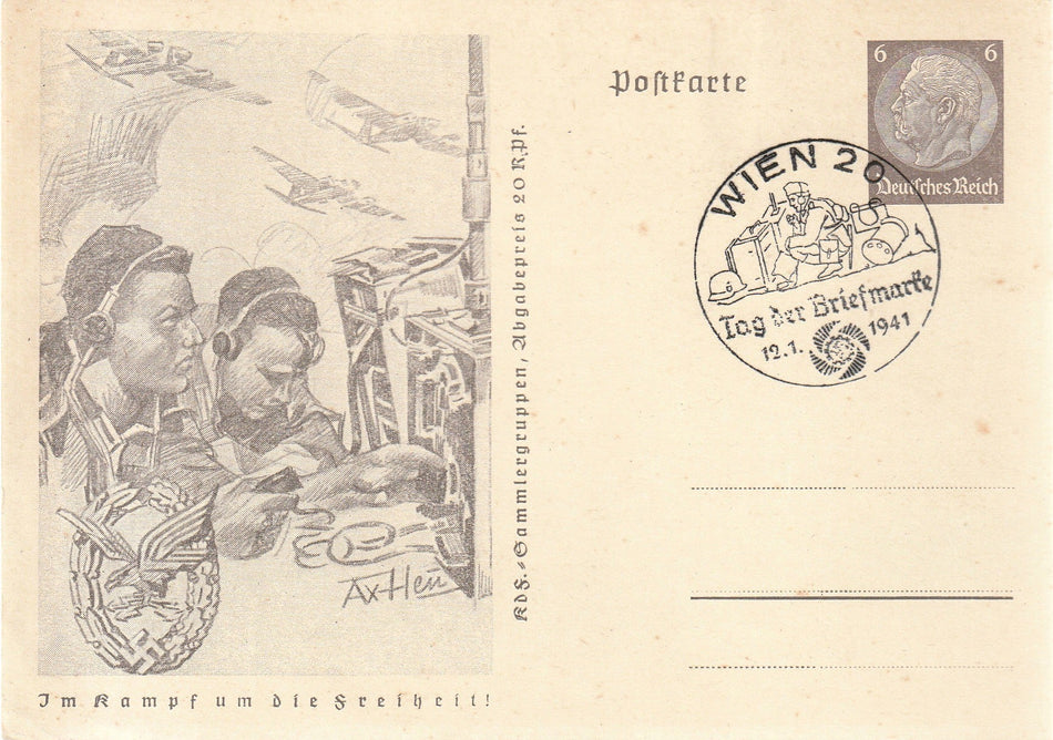 Cartolina propaganda Tedesca "Im Kampf um die Freiheit!" 1941 - con timbro commemorativo