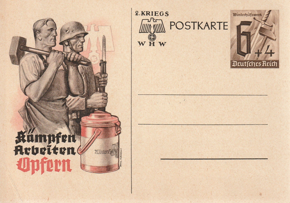 Cartolina propaganda Tedesca "Kämpfen. Arbeiten. Opfern"
