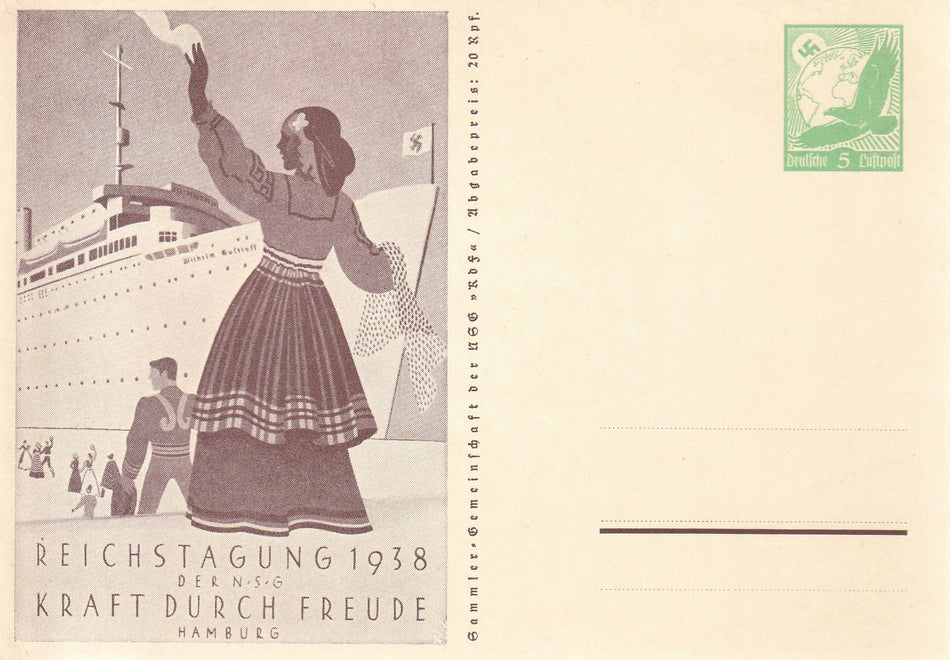Cartolina propaganda Tedesca "Kraft durch Freude - Reichstagung 1938"