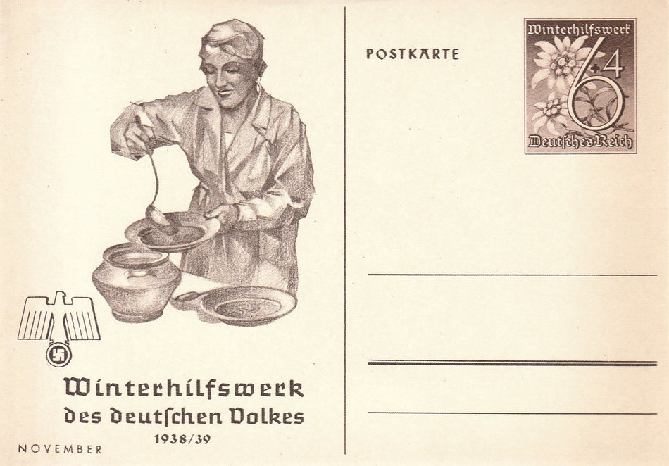 Cartolina propaganda Tedesca "Winterhilfswerk des Deutschen Volkes November 1938/39"
