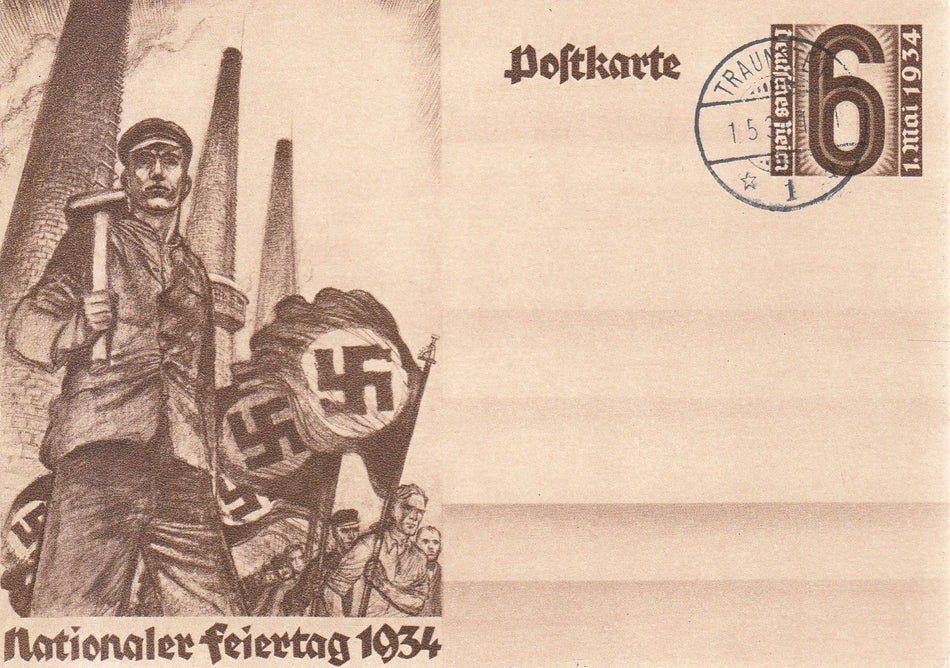 Cartolina propaganda Tedesca "Nationaler Feiertag 1934" con annullo ordinario