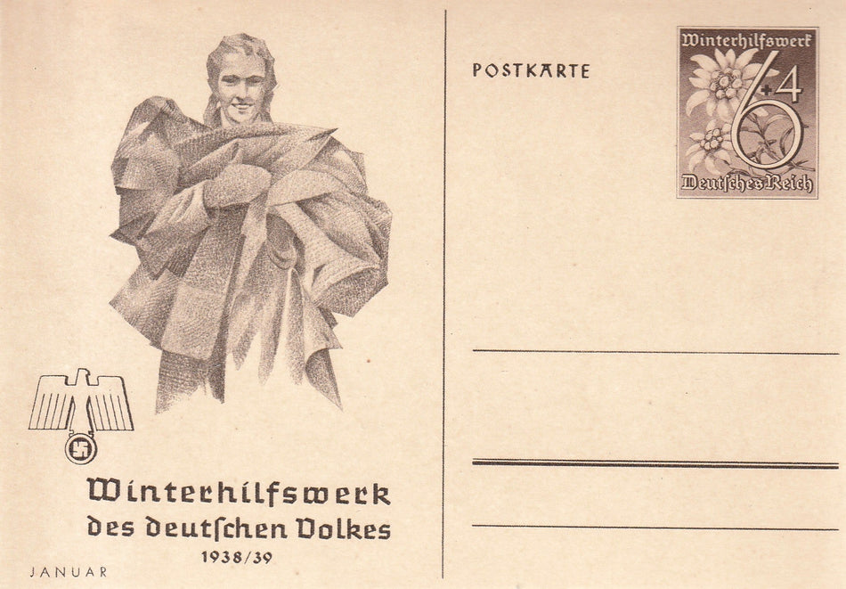 Cartolina propaganda Tedesca "Winterhilfswerk des Deutschen Volkes - Januar 1938/39"