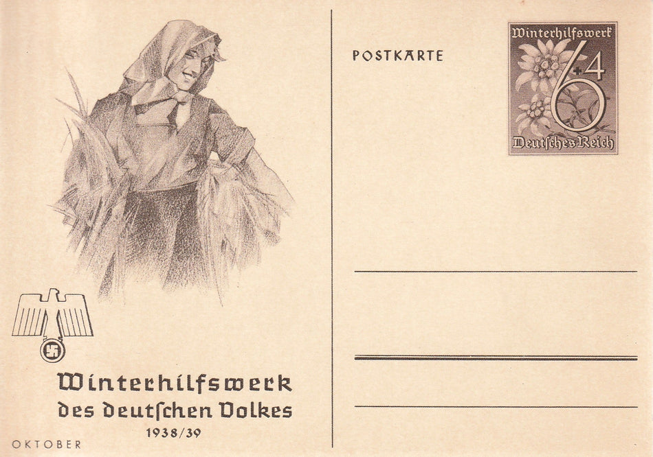 Cartolina propaganda Tedesca "Winterhilfswerk des Deutschen Volkes - Oktober 1938/39"