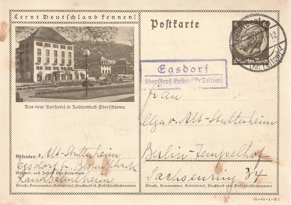 Cartolina propaganda Tedesca "Lernt Deutschland kennen!" 1935 (Viaggiata)