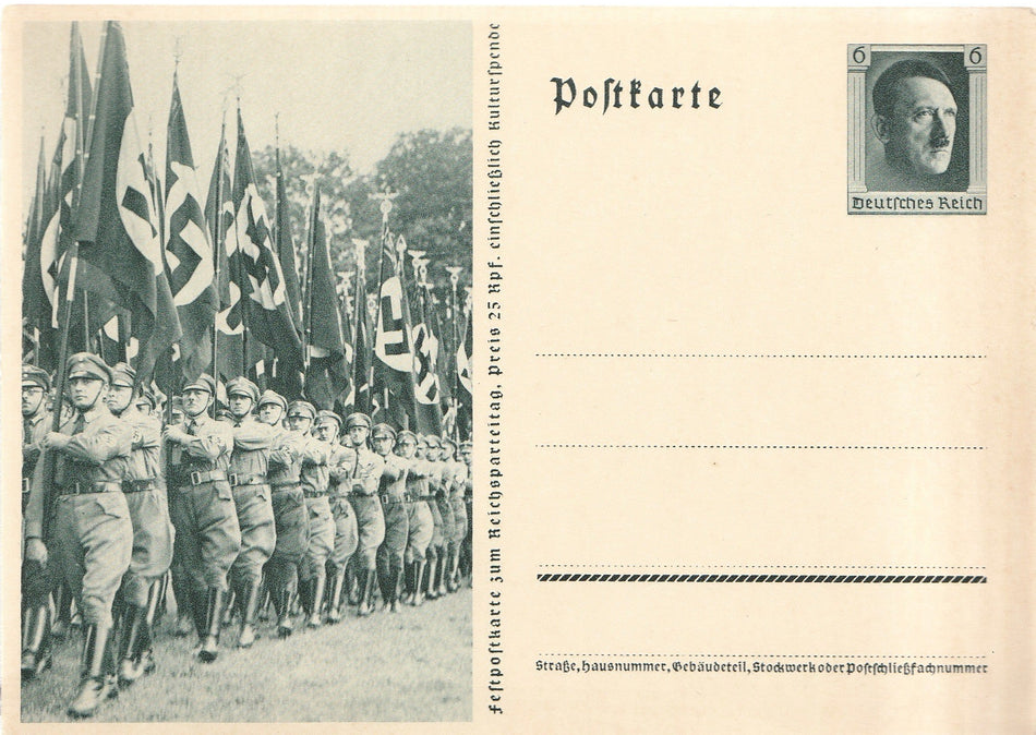 Cartolina con intero postale tedesco "Festpostkarte zum Reichsparteitag - Congresso del Partito del Reich"