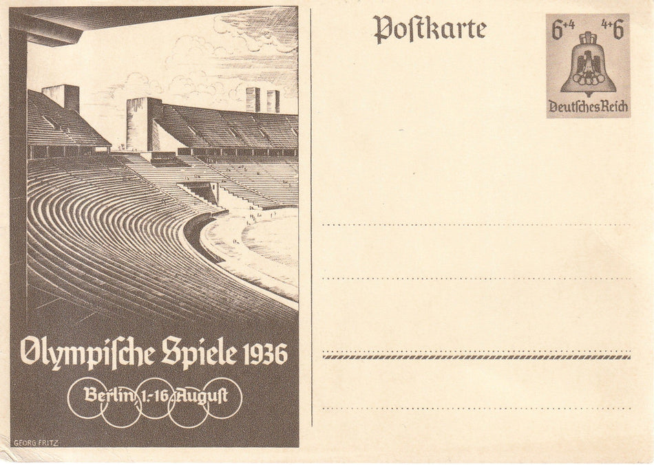 Cartolina postale "Olympische Spiele 1936 - Berlin 1-16 August" (Giochi Olimpici Estivi del 1936)