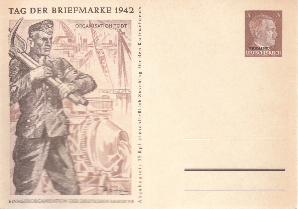 Cartolina postale "Tag der Briefmarke - Organisation Todt - 1942"