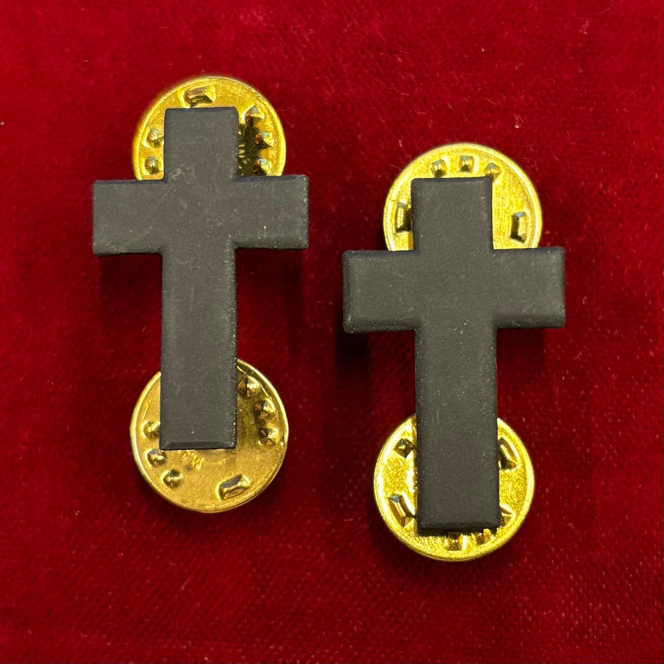 Distintivi "BOS Chaplain Corps - Christian Faith" - in metallo nero (Venduti in coppia)