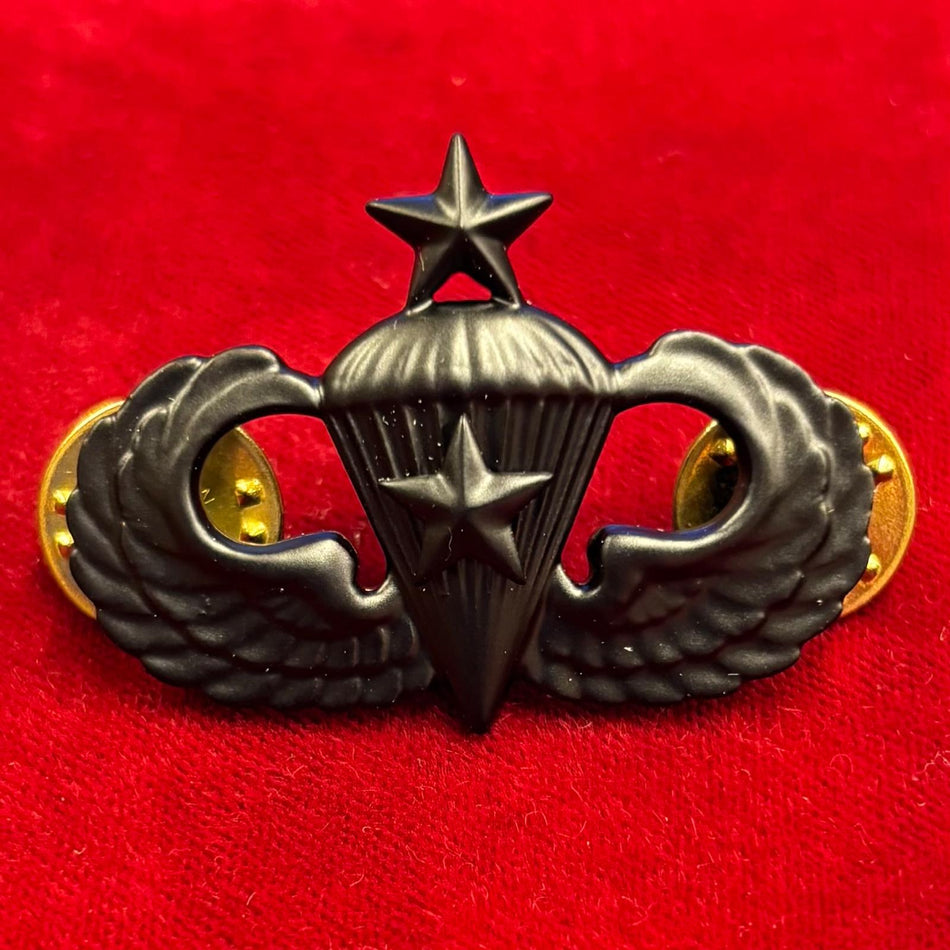 U.S. Army - Distintivo da Paracadutista "Senior - Five+ Combat Jumps" - in metallo nero