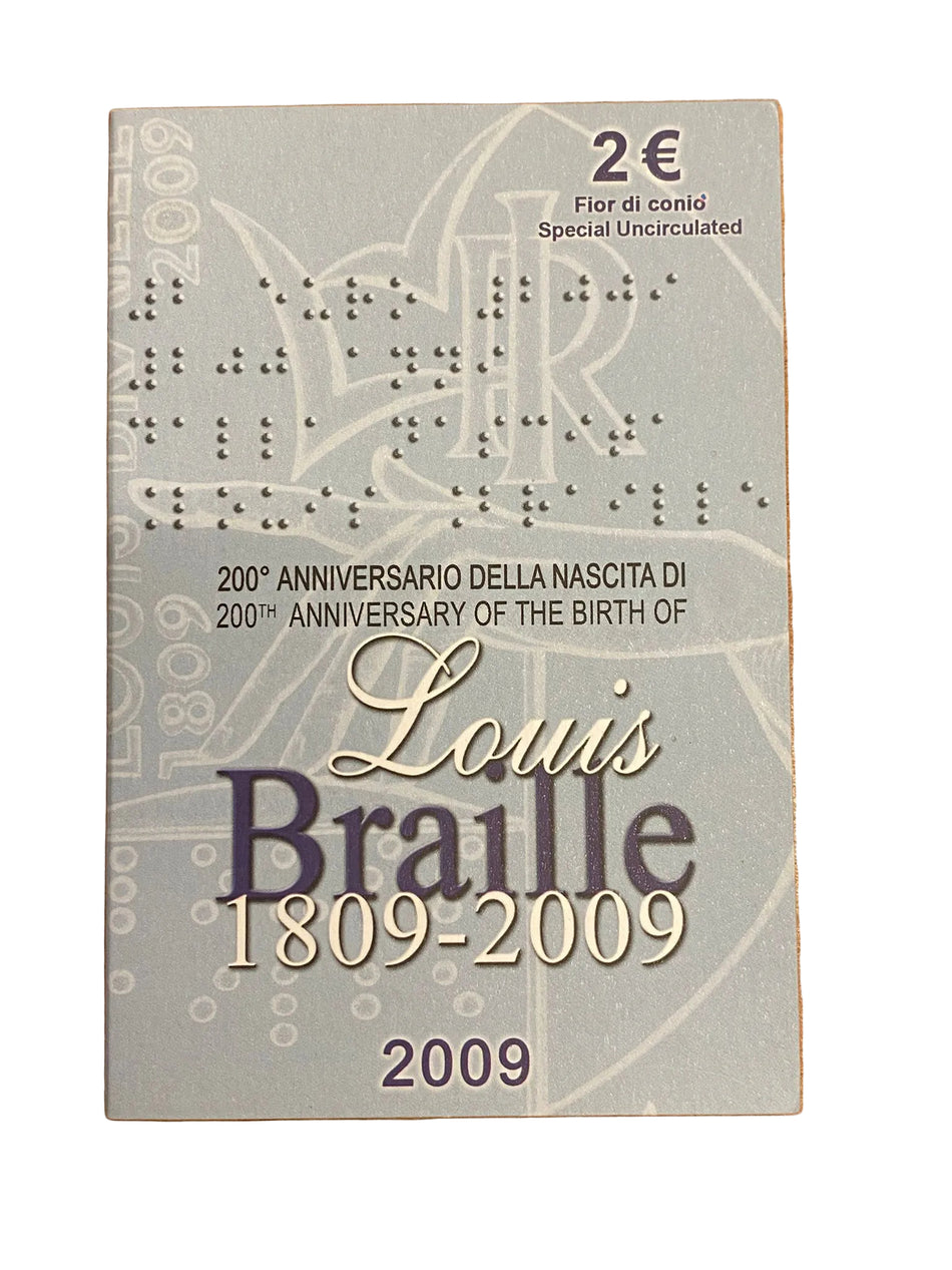 Italia 2009 - 2 Euro FOLDER "200° anniversario della nascita di Louis Braille"
