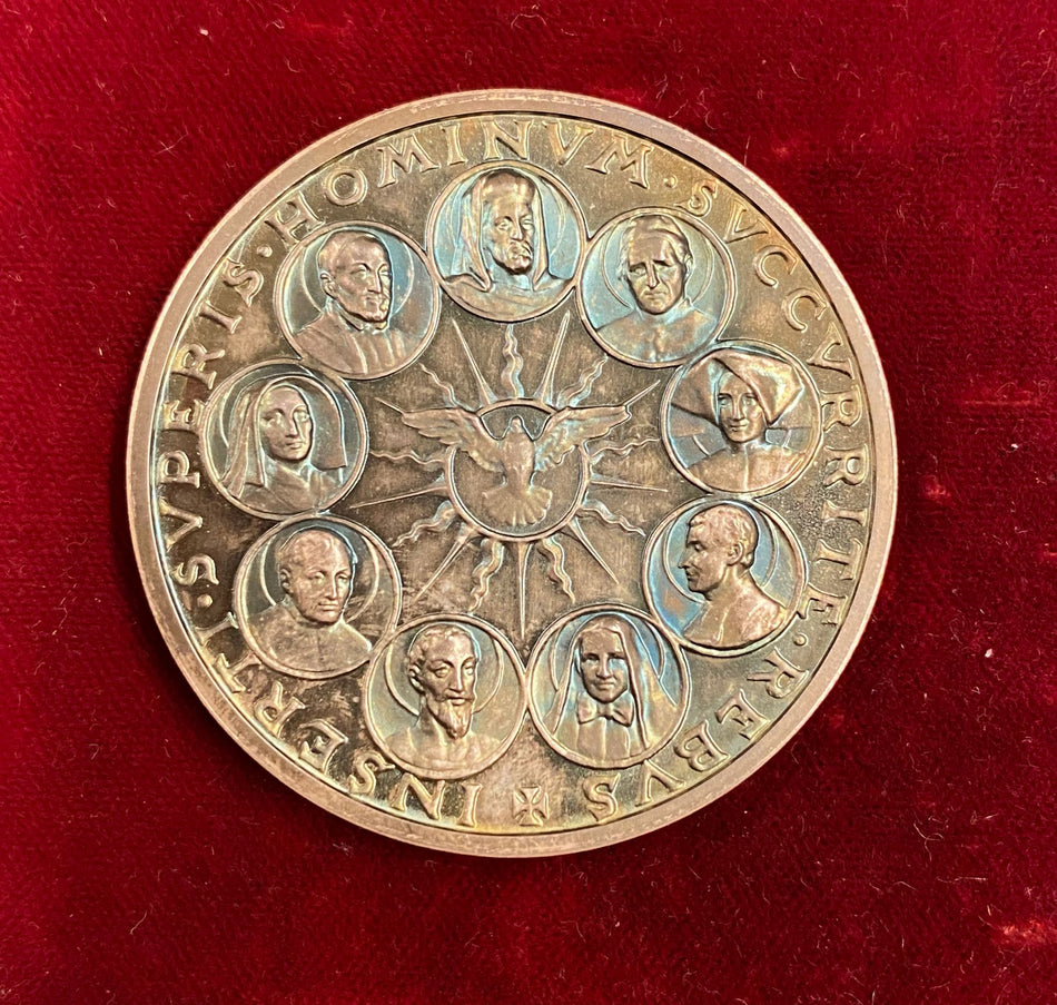 Medaglia papale annuale ufficiale Città del Vaticano  PAPA PIO XII ANNO IX Pontificato 1947 "Santificazione Nove Santi"