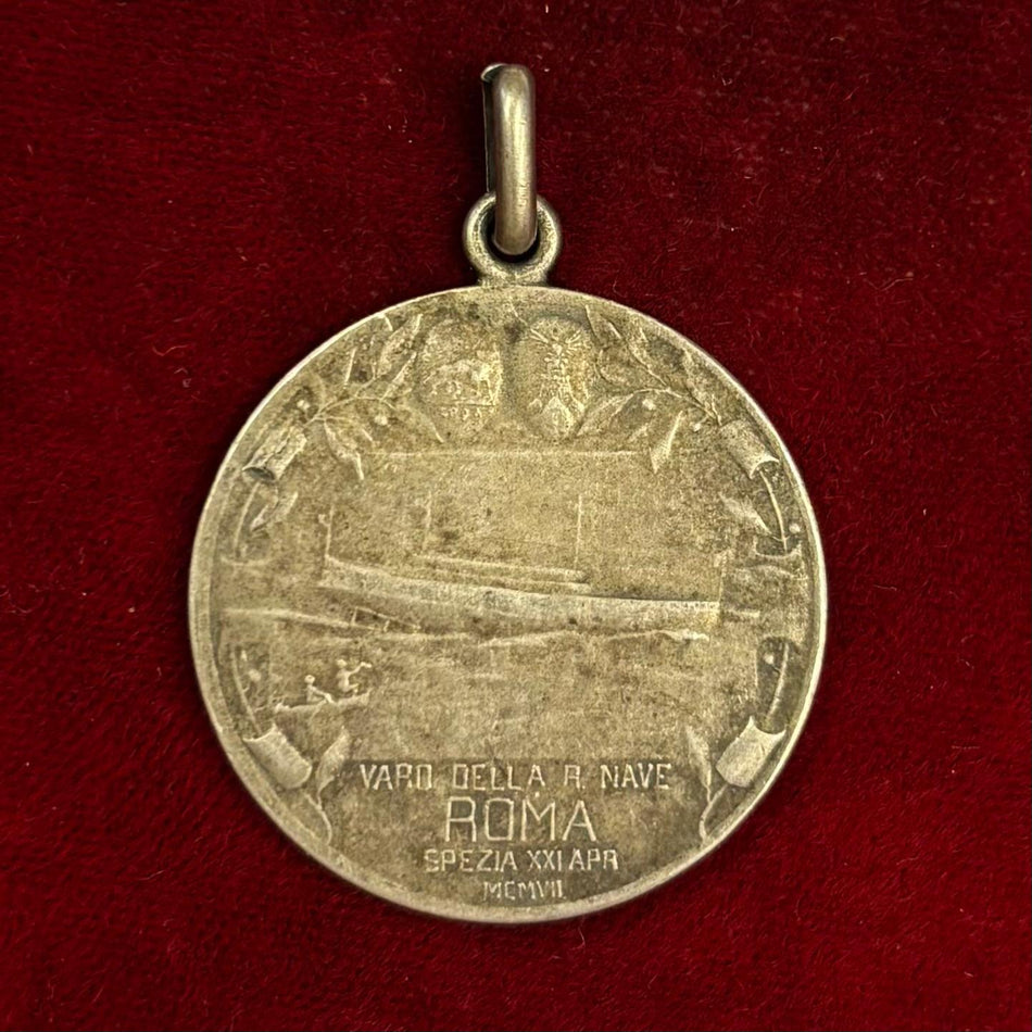 Medaglia ricordo in argento "Varo della Regia Nave Roma - 1907"