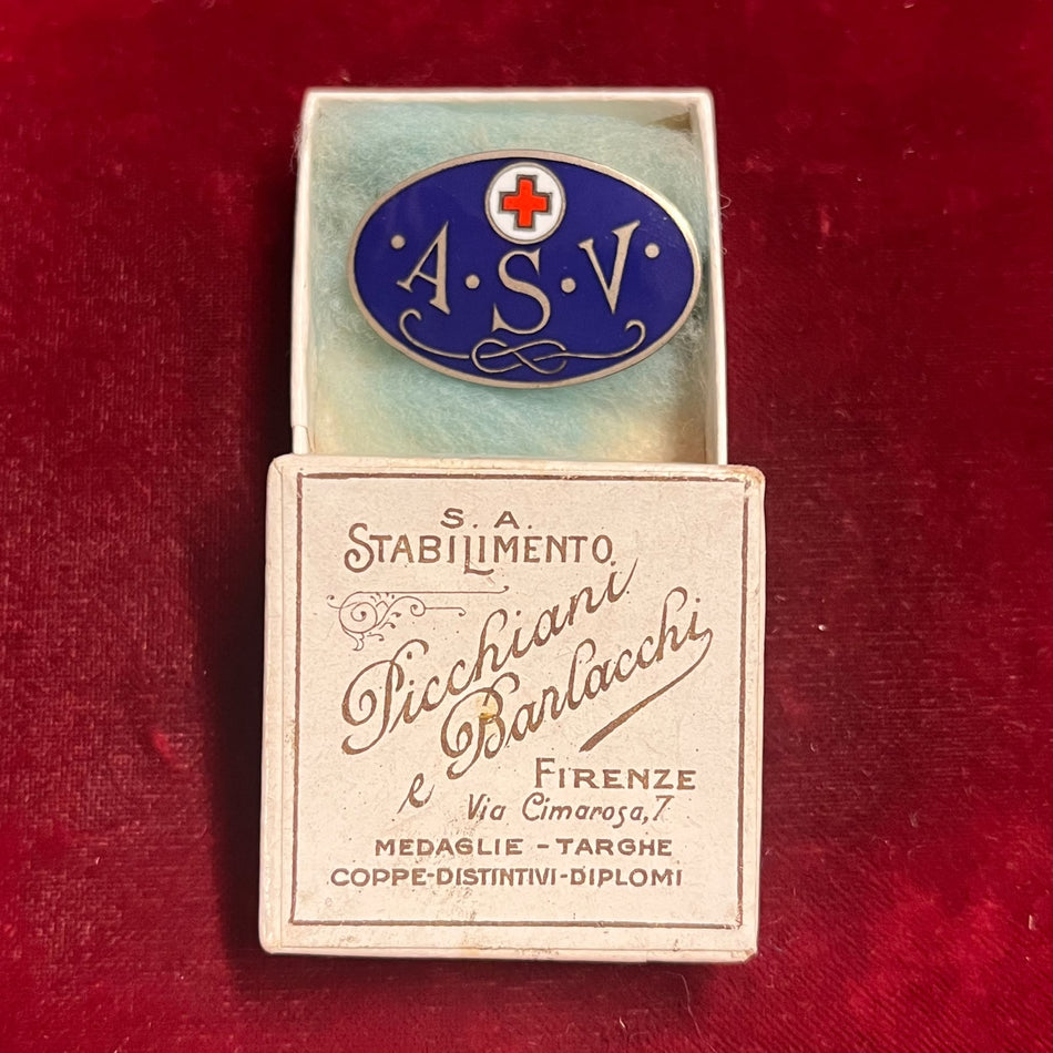 Regno d'Italia - Distintivo "Assistente Sanitaria Visitatrice" Croce Rossa Italiana - in scatola originale