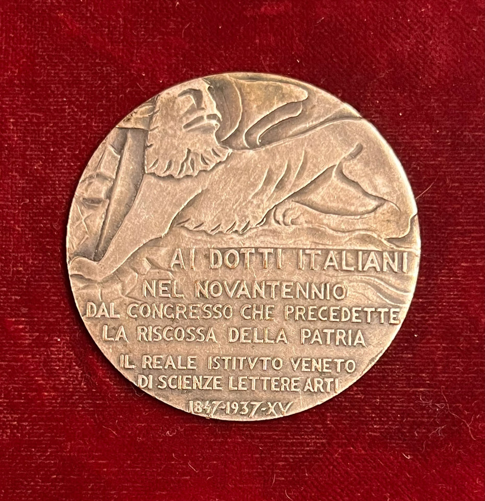 Medaglia in argento del Congresso degli Scienziati Italiani "Ai Dotti Italiani" 1847 - 1937 A.XV