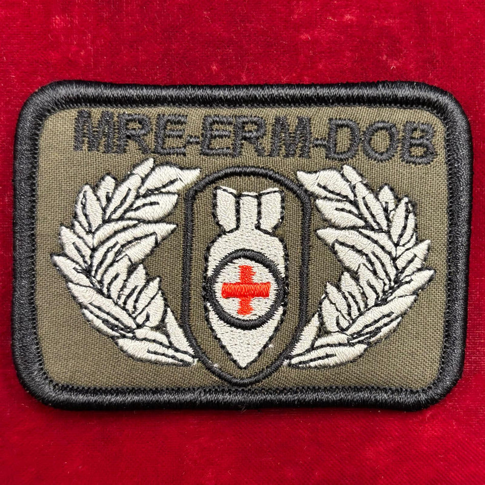 Brevetto in stoffa "Operatore Mine Risk (MRE-ERM-DOB) Croce Rossa Militare" - Usato