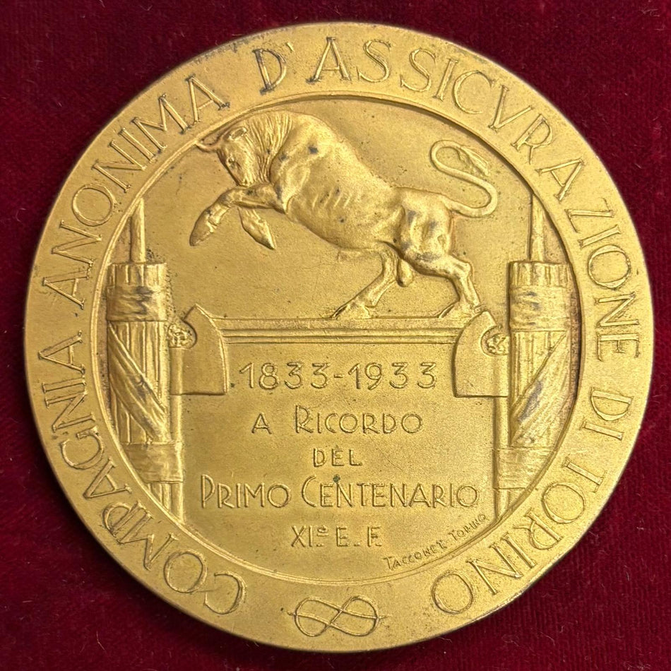 Medaglia commemorativa "Centenario di fondazione della Compagnia Anonima d'Assicurazione di Torino (1833 - 1933)"