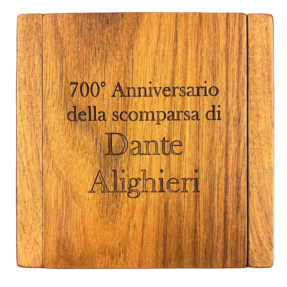 Confezione lusso per il trittico di monete in oro dedicate al “700° Anniversario della Scomparsa di Dante Alighieri”