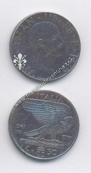 Moneta da 50 Centesimi  Serie " Impero " periodo II^ G.M.