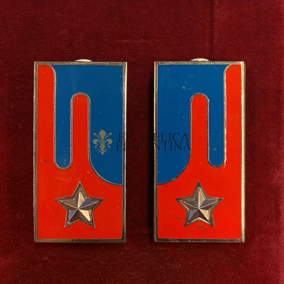 Mostrine metalliche in smalto con attacco a clips - Dim. 50x25 mm