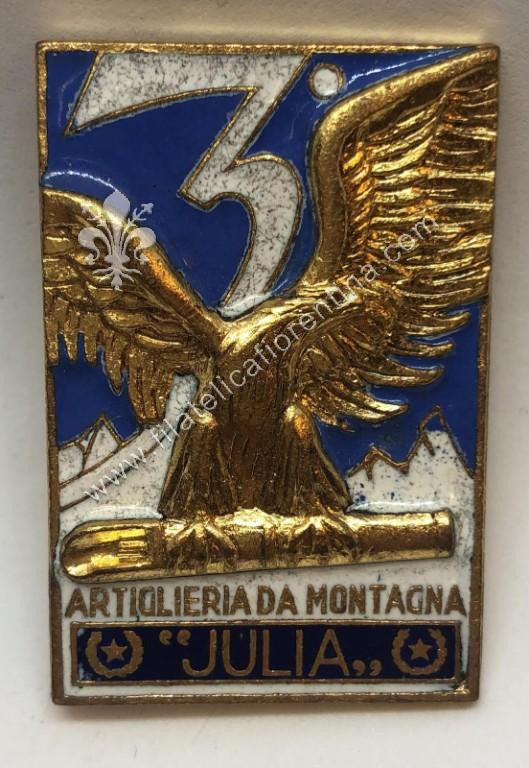 Distintivo 3° Reggimento artiglieria da montagna "JULIA" 1951/75 e dal 1992. Attacco a spillo Modello LABOR