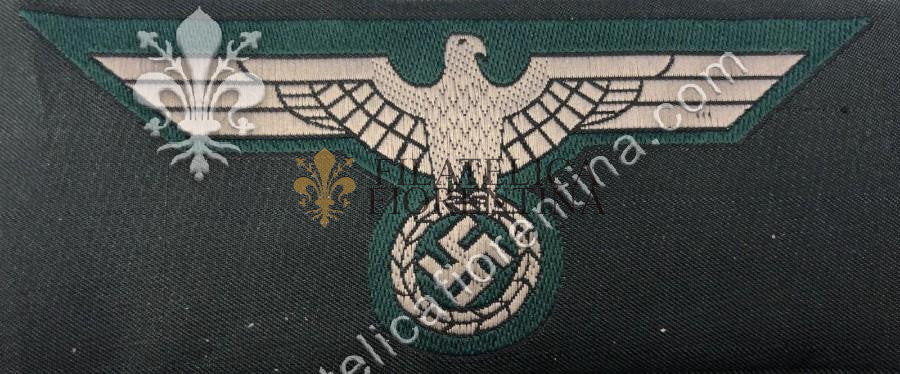 Aquila da truppa in filo grigio  su fondo verde scuro in seta - mod. 1936