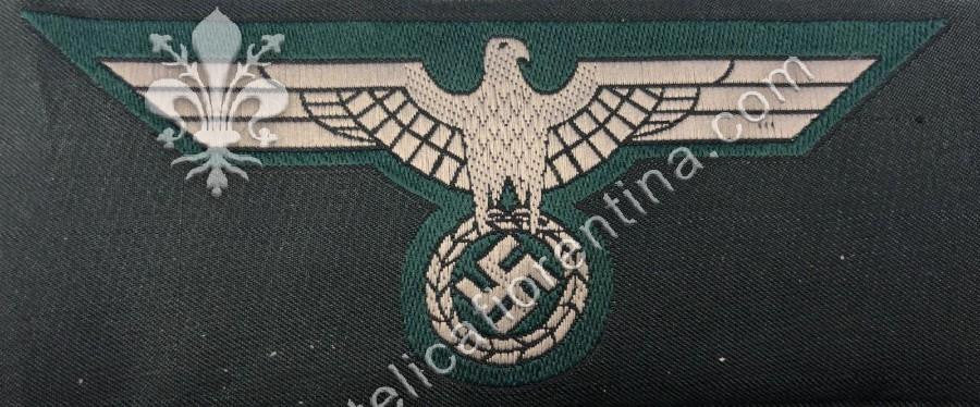 Aquila da truppa in filo grigio  su fondo verde scuro in seta - mod. 1936