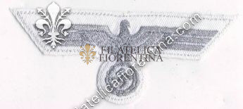 Aquila da ufficiale  in filo argentato su fondo bianco