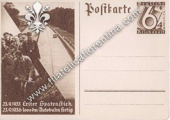 Cartolina di propaganda tedesca per la costruzione dell' autostrada