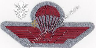 Brevetto militare di paracadutismo - in gomma rosso su grigio