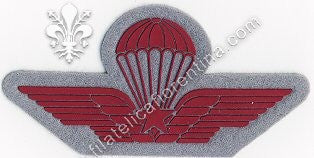 Brevetto militare di paracadutismo - in gomma rosso su grigio