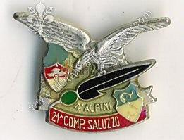 Distintivo della 21^ Compagnia Saluzzo del 4° Alpini - Mod. Vetrificato non marcato