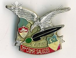 Distintivo della 21^ Compagnia Saluzzo del 4° Alpini - Mod. Vetrificato non marcato