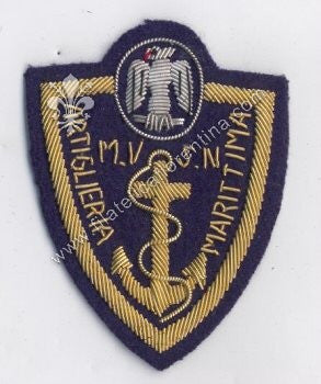 Distintivi da Ufficiale dell' Artiglieria Marittima - M.V.S.N - Mod. in canottiglia