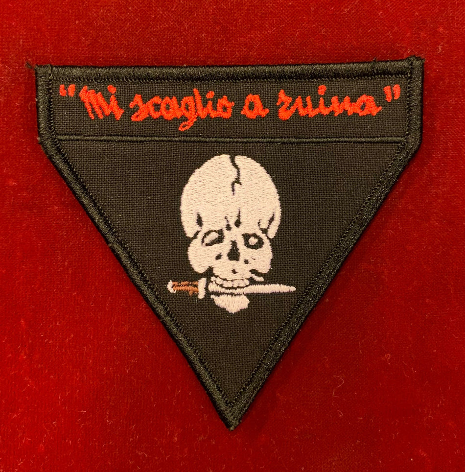 Distintivo del I° Battaglione "Mi scaglio a ruina" su sfondo nero (con velcro)