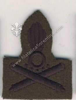 Fregio da truppa Reparti  Artiglieria da bustina filo nero su verde