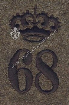 Fregio da Beretto su fondo grigio-verde della 1^ G.M dell' 68° Reggimento - PALERMO