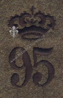 Fregio da Beretto su fondo girgio-verde della 1^ G.M del 95° Reggimento - UDINE