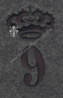 Fregio da Beretto su fondo grigio-blu della 1^ G.M del 9 Reggimento - REGINA